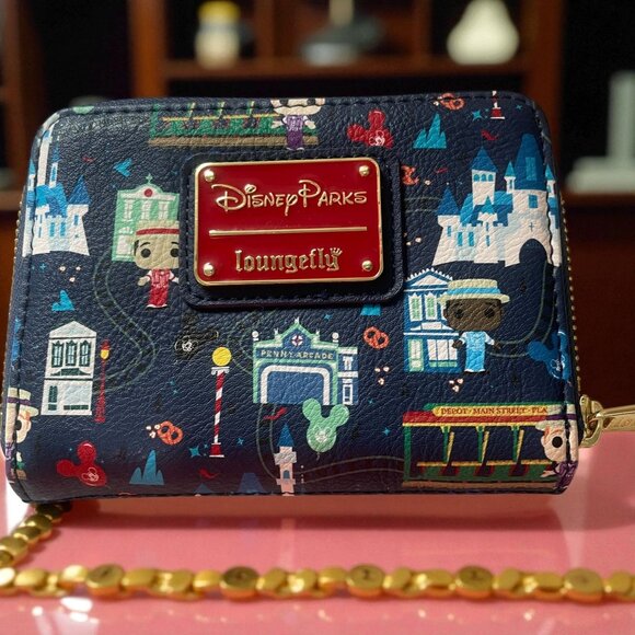 Disney Parks Loungefly Pop Wallet Zip Around Main Street Kawaii Cartoon NWOT - Picture 1 of 7